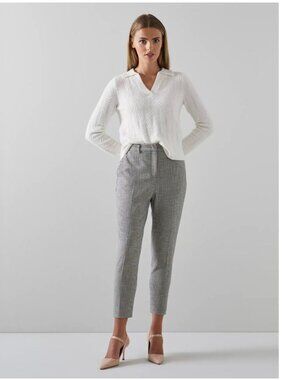 LK BENNETT Teal Houndstooth Blend Tailored Trousers‎ Size 4